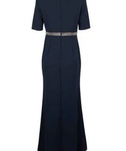 Adrianna Papell - AP1E205720 Bateau Embellished Crepe Sheath Dress