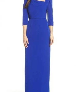 Adrianna Papell - AP1E205893 Asymmetric Neck Crepe Column Dress