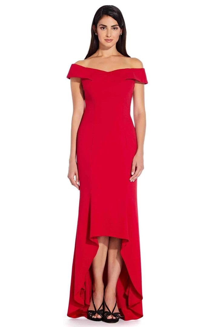 Adrianna Papell - AP1E206023 Off-Shoulder Stretch Crepe High Low Dress 3 Adrianna Papell - AP1E206023 Off-Shoulder Stretch Crepe High Low Dress