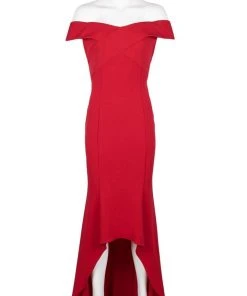 Adrianna Papell - AP1E206023 Off-Shoulder Stretch Crepe High Low Dress 9 Adrianna Papell - AP1E206023 Off-Shoulder Stretch Crepe High Low Dress