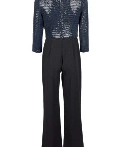 Adrianna Papell - AP1E206289 Sequined Quarter Length Sleeve Jumpsuit