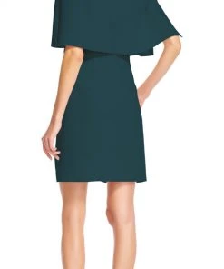 Short Dresses Adrianna Papell - Bateau Popover A-Line Dress AP1D100716 - 1 Pc Garnet In Size 2 Available