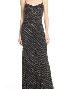 Adrianna Papell - Beaded V-Neck Dress 91925920