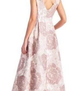 Adrianna Papell - Embellished Bateau A-line Dress AP1E203263 - 1 Pc Taupe Multi In Size 14 Available