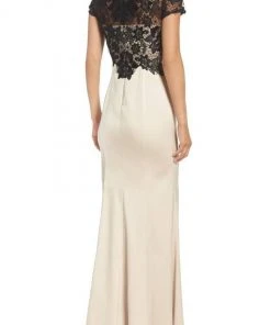 Adrianna Papell Floral Lace Sheath Dress AP1E201377 - 1 Pc Champagne Black In Size 8 Available