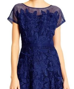 Adrianna Papell Lattice Illusion Floral Lace Dress