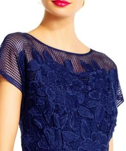 Adrianna Papell Lattice Illusion Floral Lace Dress