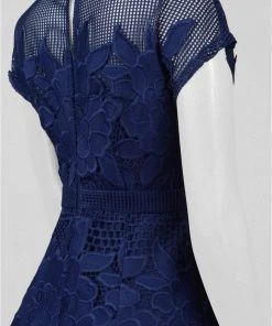 Adrianna Papell Lattice Illusion Floral Lace Dress