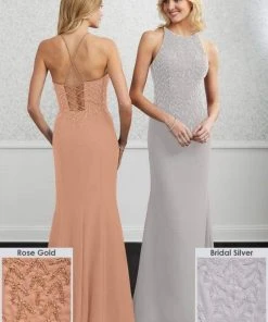 Adrianna Papell Platinum - 40216 Halter Neck Beaded Chiffon Gown