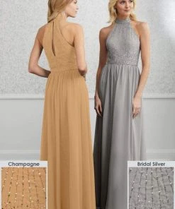 Adrianna Papell Platinum - 40221 Beaded High Halter Chiffon Dress