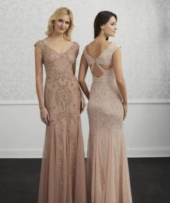 Adrianna Papell Platinum - 40229 Cap Sleeve Beaded Cutout Trumpet Gown