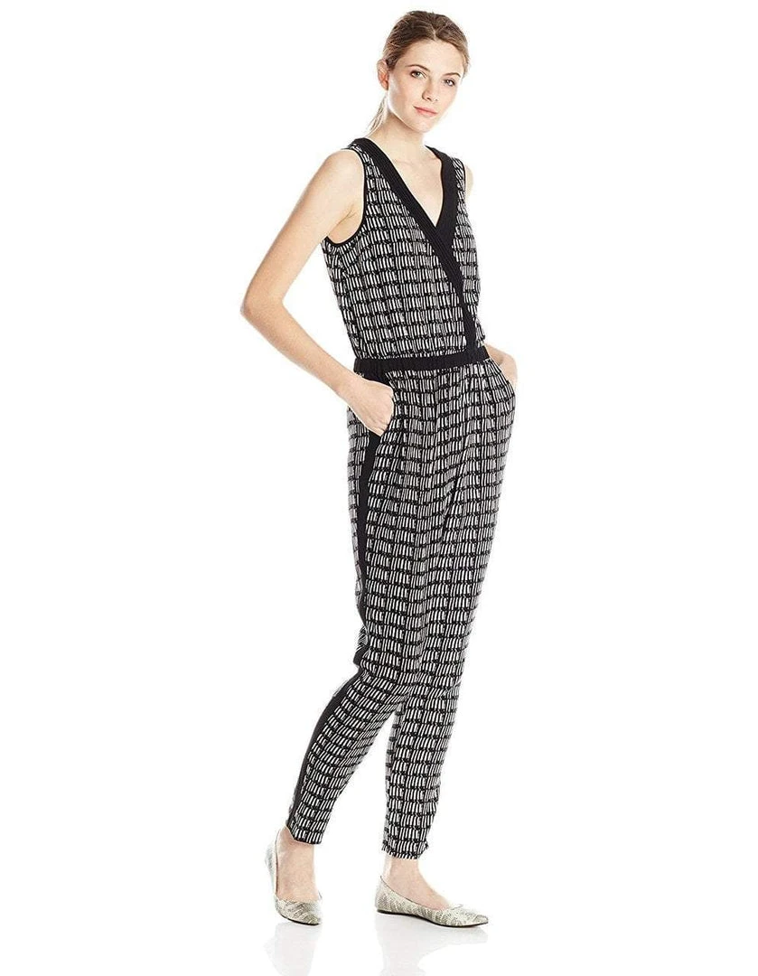 Adrianna Papell Sleeveless Crossover Graphic Jumpsuit 16PD10320 - 1 Pc Ivory Black In Size 8 Available 3 Adrianna Papell Sleeveless Crossover Graphic Jumpsuit 16PD10320 - 1 Pc Ivory Black In Size 8 Available