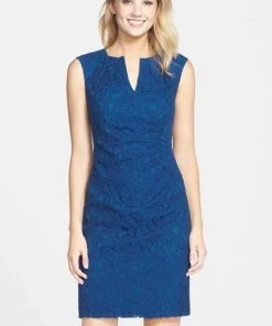 Adrianna Papell - Split Neck Lace Dress 15241840