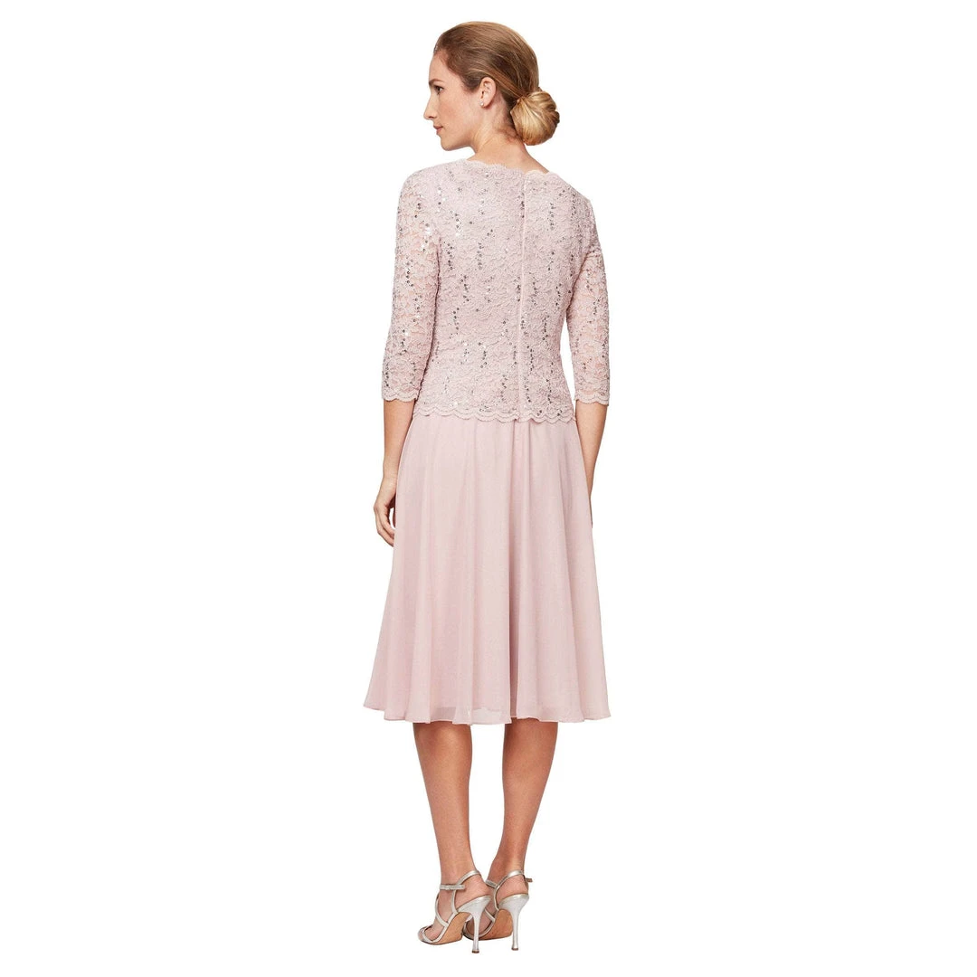 Alex Evenings - 1121796 Scallop Lace Top Tea Length Chiffon Dress 15 Alex Evenings - 1121796 Scallop Lace Top Tea Length Chiffon Dress