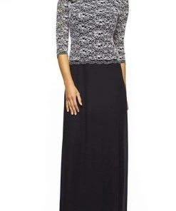 Alex Evenings - 112784 Quarter Sleeve Sequin Lace Chiffon Dress