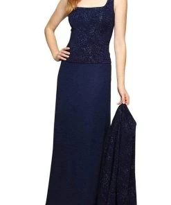 Alex Evenings - 125053 Jacquard Knit Glittered Evening Dress