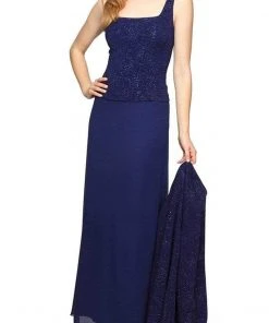 Alex Evenings - 125053 Jacquard Knit Glittered Evening Dress