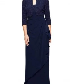 Alex Evenings - 125196 Square Neck Sheath Gown With Bolero Jacket