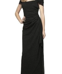 Alex Evenings - 133026 Cold Shoulder Empire Waist Glitter Mesh Dress