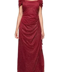 Alex Evenings - 133026 Cold Shoulder Empire Waist Glitter Mesh Dress