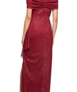 Alex Evenings - 133026 Cold Shoulder Empire Waist Glitter Mesh Dress