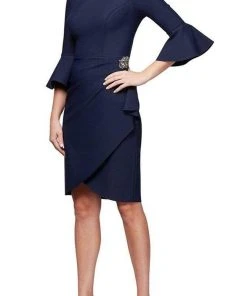 Alex Evenings - 134183 Bell Sleeve Bateau Sheath Dress