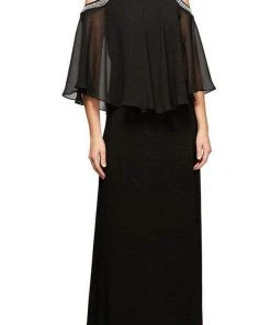 Alex Evenings - 1351319 Beaded Capelet Matte Jersey Dress