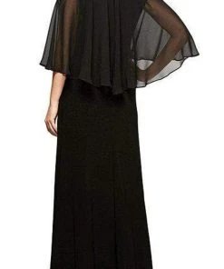 Alex Evenings - 1351319 Beaded Capelet Matte Jersey Dress