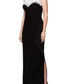 Alex Evenings - 1351423 Topped Lace Side Ruched Dress