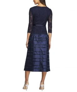 Alex Evenings - 2121004 Lace Bateau Organza A-Line Dress