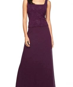 Alex Evenings - 225053 Square Neck Jacquard Knit Jacket Dress