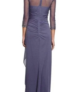 Alex Evenings - 232833 Beaded Sheer Long Sleeve Sheath Dress