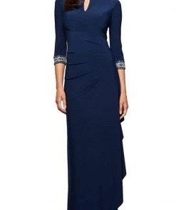 Alex Evenings - 2351416 Quarter Sleeves Ruched A-Line Gown