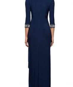 Alex Evenings - 2351416 Quarter Sleeves Ruched A-Line Gown