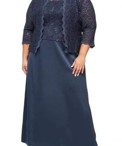 Alex Evenings - 4121198 Sequin Lace And Chiffon Dress With Lace Jacket