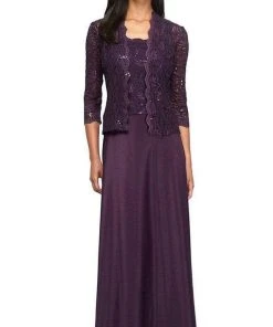 Alex Evenings - 4121198 Sequin Lace And Chiffon Dress With Lace Jacket