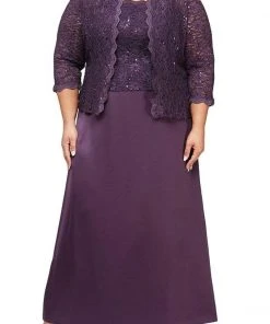 Alex Evenings - 4121198 Sequin Lace And Chiffon Dress With Lace Jacket