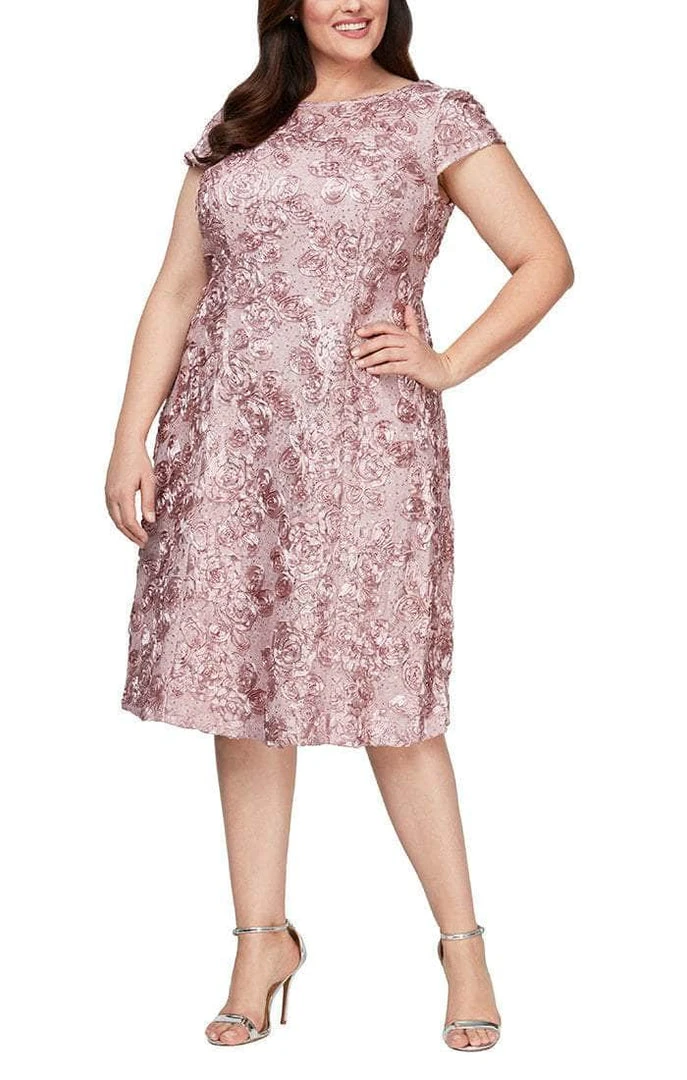 Alex Evenings - 4121570 Lace Cap Sleeves Plus Size Knee Length Dress 11 Alex Evenings - 4121570 Lace Cap Sleeves Plus Size Knee Length Dress
