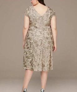 Alex Evenings - 4121570 Lace Cap Sleeves Plus Size Knee Length Dress 19 Alex Evenings - 4121570 Lace Cap Sleeves Plus Size Knee Length Dress
