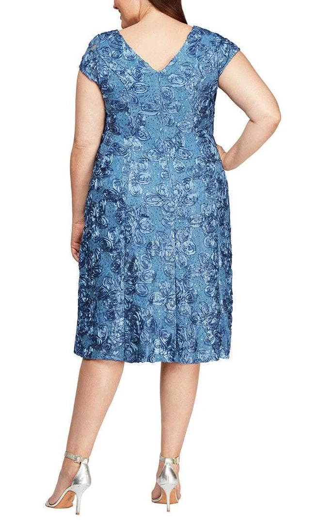 Alex Evenings - 4121570 Lace Cap Sleeves Plus Size Knee Length Dress 4 Alex Evenings - 4121570 Lace Cap Sleeves Plus Size Knee Length Dress