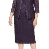 Alex Evenings - 412264 Square Neck Lace Tea Length Dress 2 Alex Evenings - 412264 Square Neck Lace Tea Length Dress