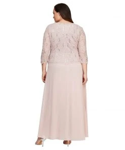 Alex Evenings - 412318 Sequin Lace Chiffon Faux Two-Piece Long Dress