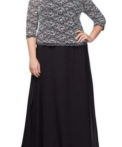 Alex Evenings - 412784 Quarter Sleeve Sequin Lace Dress