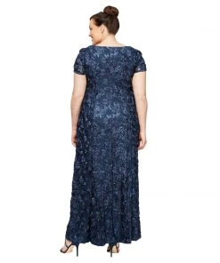 Alex Evenings - 412788 Short Sleeve Rosette A-line Dress