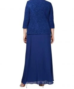 Alex Evenings - 425053 Jacquard Knit Sheath Dress With Jacket