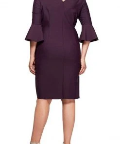Alex Evenings - 434183 Quarter Bell Sleeves Plus Size Dress