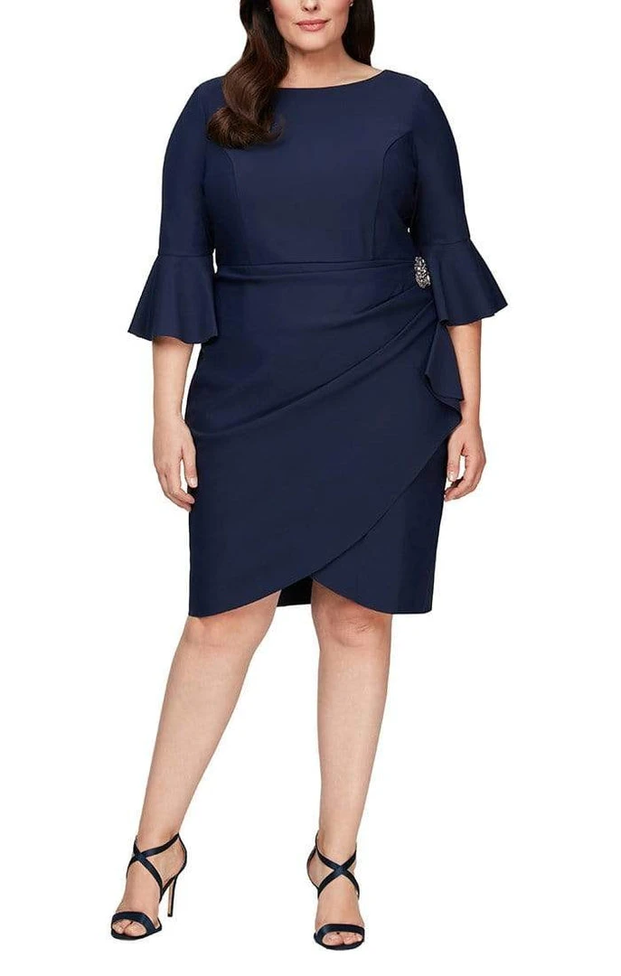 Alex Evenings - 434183 Quarter Bell Sleeves Plus Size Dress 5 Alex Evenings - 434183 Quarter Bell Sleeves Plus Size Dress