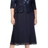 Alex Evenings - 496267 Plus Size Chiffon Dress With Sequin Jacket