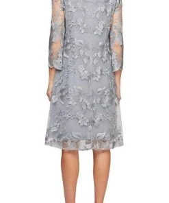 Alex Evenings - 81122202 Embroidered Lace Mock Jacket Jersey Dress