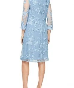 Alex Evenings - 81122202 Embroidered Lace Mock Jacket Jersey Dress